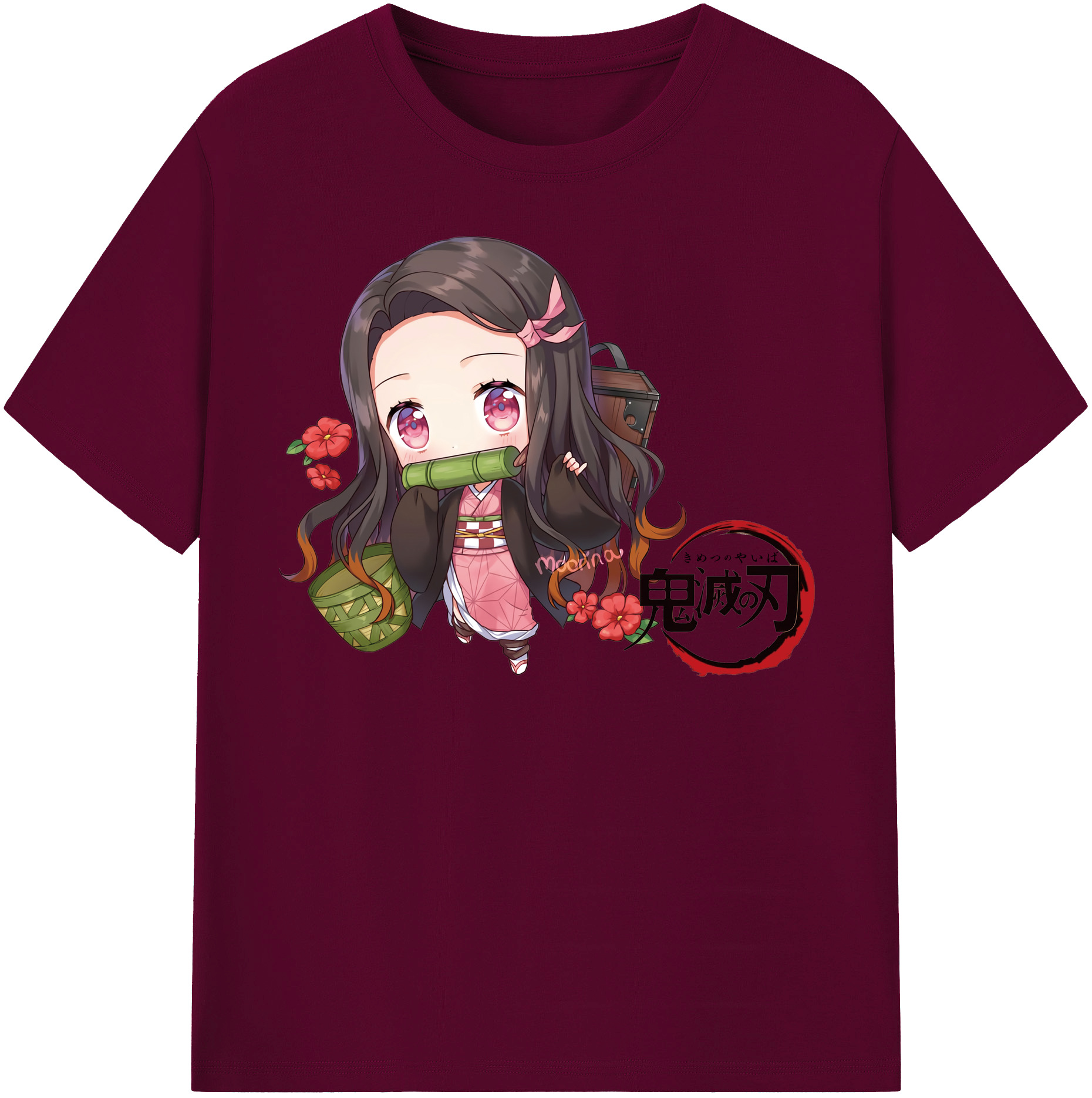（画像用） 鬼滅の刃（きめつのやいば）竈門 禰󠄀豆子／かまど ねずこ Kamado Nezuko レディースカジュアルプリントTシャツ（綿100％）